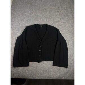 Anthropologie Moth Women's M Crop Cardigan Ribbed Sweater Bell Sleeve Trendy Y2K